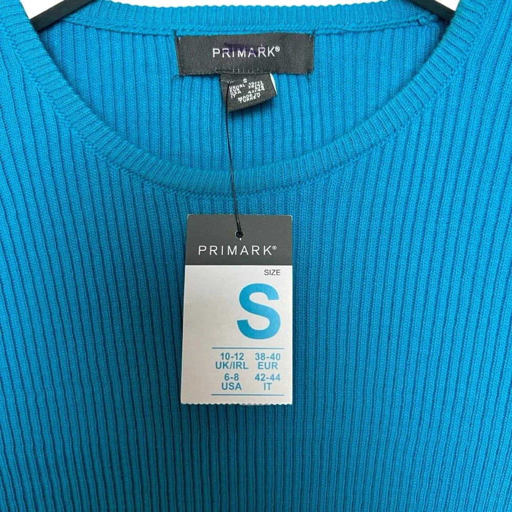 NWT Primark Blue Cropped Shirt Drawstring Tie Womens Size Small - Picture 4 of 8